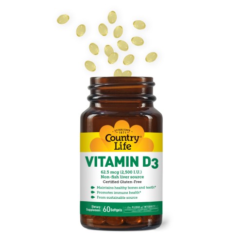 Country Life Vitamin D3 2500 IU, 60 капсул CN10484 Country Life Country Life Vitamin D3 2500 IU, 60 капсул CN10484 Country Life