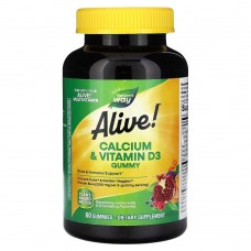 Nature's Way Alive! Calcium + Vitamin D3 Gummy, 60 желейок - Малиновий лимонад та полуниця Nature's Way Alive! Calcium + Vitamin D3 Gummy, 60 желейок - Малиновий лимонад та полуниця