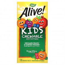 Nature's Way Alive! Kids Chewable Multivitamin, 120 жувальних таблеток - Апельсин-ягоди Nature's Way Alive! Kids Chewable Multivitamin, 120 жувальних таблеток - Апельсин-ягоди