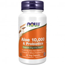 NOW Aloe 10000 & Probiotics, 60 вегакапсул