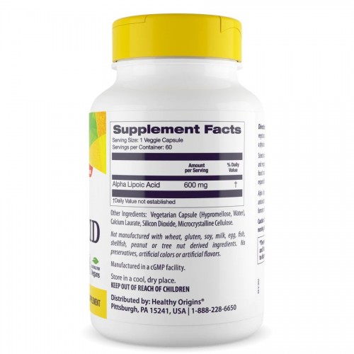 Healthy Origins Alpha Lipoic Acid 600 mg, 60 вегакапсул CN13686 Healthy Origins Healthy Origins Alpha Lipoic Acid 600 mg, 60 вегакапсул CN13686 Healthy Origins