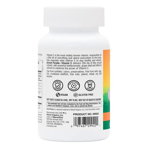 Natures Plus Animal Parade Vitamin C Sugar-Free, 90 жувальних таблеток - Апельсин CN11821-2 Natures Plus Natures Plus Animal Parade Vitamin C Sugar-Free, 90 жувальних таблеток - Апельсин CN11821-2 Natures Plus