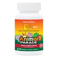 Natures Plus Animal Parade Vitamin D3 500 IU Sugar-Free, 90 жувальних таблеток - Вишня Natures Plus Animal Parade Vitamin D3 500 IU Sugar-Free, 90 жувальних таблеток - Вишня