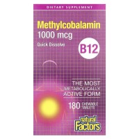 Natural Factors Methylcobalamin 1000 mcg, 180 жувальних таблеток Natural Factors Methylcobalamin 1000 mcg, 180 жувальних таблеток