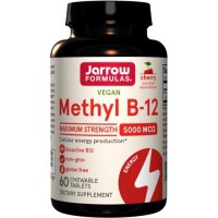 Jarrow Formulas Vegan Methyl B-12 5000 mcg, 60 жувальних таблеток - Вишня Jarrow Formulas Vegan Methyl B-12 5000 mcg, 60 жувальних таблеток - Вишня