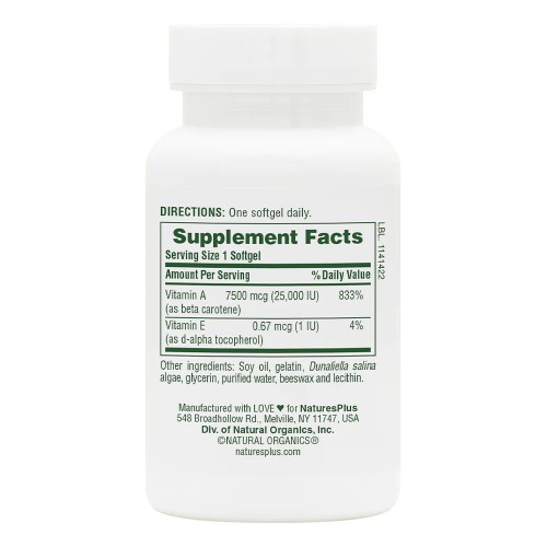 Natures Plus Beta Carotene 25000 IU, 90 капсул CN11684 Natures Plus Natures Plus Beta Carotene 25000 IU, 90 капсул CN11684 Natures Plus