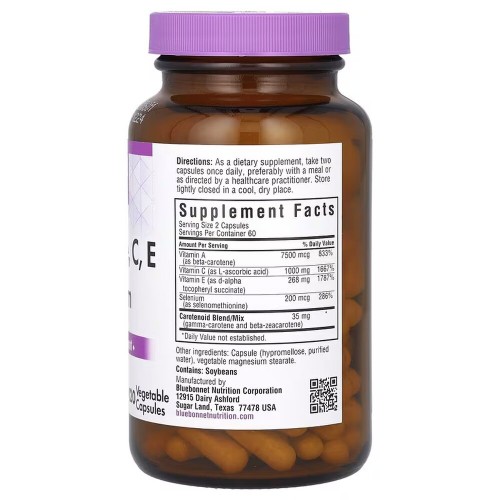 Bluebonnet Nutrition Beta Carotene, C, E Plus Selenium, 120 вегакапсул CN6466 Bluebonnet Nutrition Bluebonnet Nutrition Beta Carotene, C, E Plus Selenium, 120 вегакапсул CN6466 Bluebonnet Nutrition
