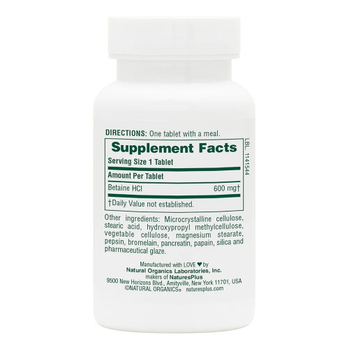 Natures Plus Betaine Hydrochloride 600 mg, 90 таблеток CN11685 Natures Plus Natures Plus Betaine Hydrochloride 600 mg, 90 таблеток CN11685 Natures Plus
