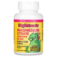 Natural Factors Big Friends Magnesium Citrate 50 mg, 60 жувальних таблеток Natural Factors Big Friends Magnesium Citrate 50 mg, 60 жувальних таблеток