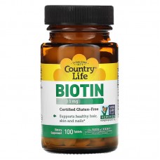 Country Life Biotin 1 mg, 100 таблеток Country Life Biotin 1 mg, 100 таблеток