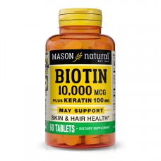 Mason Natural Biotin 10000 mcg Plus Keratin, 60 таблеток Mason Natural Biotin 10000 mcg Plus Keratin, 60 таблеток