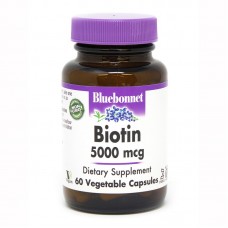 Bluebonnet Nutrition Biotin 5000 mg, 60 вегакапсул Bluebonnet Nutrition Biotin 5000 mg, 60 вегакапсул