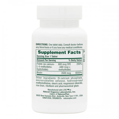 Вітаміни та мінерали Natures Plus Biotin and Folate, 30 таблеток CN11768 Natures Plus Вітаміни та мінерали Natures Plus Biotin and Folate, 30 таблеток CN11768 Natures Plus
