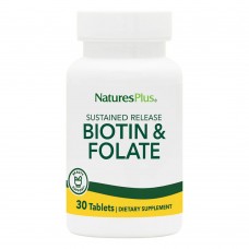 Вітаміни та мінерали Natures Plus Biotin and Folate, 30 таблеток