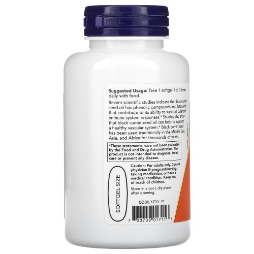 NOW Black Cumin Seed Oil 1000 mg, 60 капсул CN4293 NOW NOW Black Cumin Seed Oil 1000 mg, 60 капсул CN4293 NOW