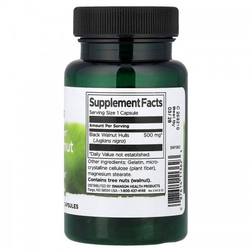 Swanson Black Walnut Hulls 500 mg Full Spectrum, 60 капсул CN20209-1 Swanson Swanson Black Walnut Hulls 500 mg Full Spectrum, 60 капсул CN20209-1 Swanson