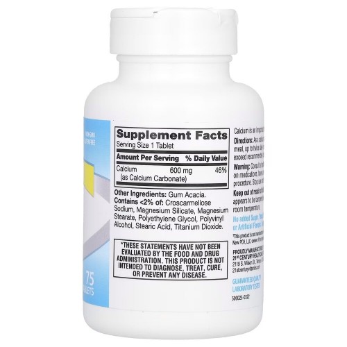 21st Century 21st Century Calcium 600 mg, 75 таблеток CN3888 21st Century 21st Century Calcium 600 mg, 75 таблеток CN3888