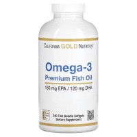 California Gold Nutrition Omega 3 Premium Fish Oil, 240 рибних капсул California Gold Nutrition Omega 3 Premium Fish Oil, 240 рибних капсул