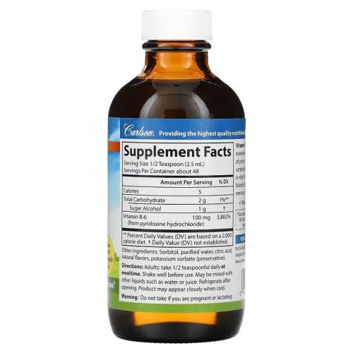 Carlson Labs Vitamin B6 Liquid, 120 мл - Ягідний лимонад CN15716-1 Carlson Labs Carlson Labs Vitamin B6 Liquid, 120 мл - Ягідний лимонад CN15716-1 Carlson Labs