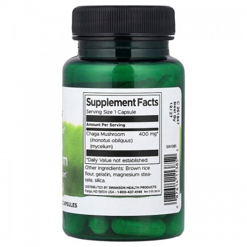 Swanson Chaga Mushroom 400 mg Full Spectrum, 60 капсул CN20218-1 Swanson Swanson Chaga Mushroom 400 mg Full Spectrum, 60 капсул CN20218-1 Swanson