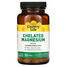 Country Life Chelated Magnesium 250 mg, 180 таблеток Country Life Chelated Magnesium 250 mg, 180 таблеток