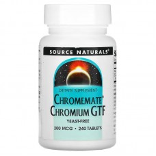 Source Naturals Chromemate Chromium GTF 200 mcg Yeast-Free, 240 таблеток Source Naturals Chromemate Chromium GTF 200 mcg Yeast-Free, 240 таблеток