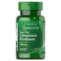 Puritan's Pride Chromium Picolinate 500 mcg Yeast Free, 100 таблеток Puritan's Pride Chromium Picolinate 500 mcg Yeast Free, 100 таблеток