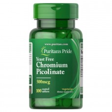 Puritan's Pride Chromium Picolinate 500 mcg Yeast Free, 100 таблеток Puritan's Pride Chromium Picolinate 500 mcg Yeast Free, 100 таблеток