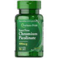 Puritan's Pride Chromium Picolinate 800 mcg Yeast Free, 90 таблеток Puritan's Pride Chromium Picolinate 800 mcg Yeast Free, 90 таблеток
