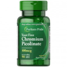 Puritan's Pride Chromium Picolinate 800 mcg Yeast Free, 90 таблеток Puritan's Pride Chromium Picolinate 800 mcg Yeast Free, 90 таблеток