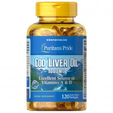 Puritan's Pride Cod Liver Oil 1000 mg, 120 капсул Puritan's Pride Cod Liver Oil 1000 mg, 120 капсул