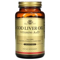 Solgar Cod Liver Oil Vitamin A & D, 250 капсул Solgar Cod Liver Oil Vitamin A & D, 250 капсул
