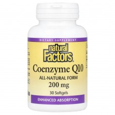 Natural Factors Coenzyme Q10 200 mg, 30 капсул Natural Factors Coenzyme Q10 200 mg, 30 капсул