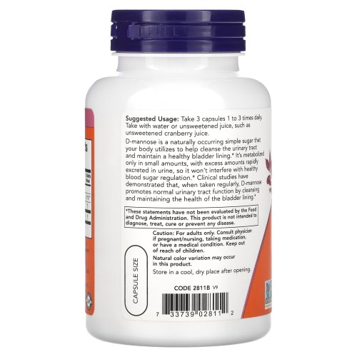 NOW D-Mannose 500 mg, 120 вегакапсул CN10541 NOW NOW D-Mannose 500 mg, 120 вегакапсул CN10541 NOW