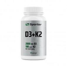 Sporter D3 + K2, 60 капсул Sporter D3 + K2, 60 капсул