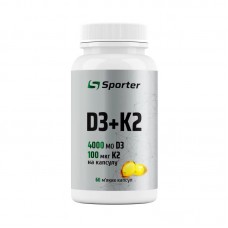 Sporter D3 + K2, 60 капсул Sporter D3 + K2, 60 капсул