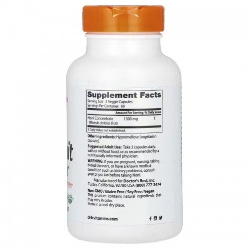 Doctor's Best Doctor's Best Noni Fruit 1300 mg Powder, 120 вегакапсул CN15820 Doctor's Best Doctor's Best Noni Fruit 1300 mg Powder, 120 вегакапсул CN15820