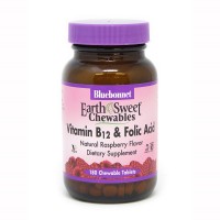 Bluebonnet Nutrition Earth Sweet Chewables Vitamin В12 and Folic Acid, 180 жувальних таблеток Bluebonnet Nutrition Earth Sweet Chewables Vitamin В12 and Folic Acid, 180 жувальних таблеток