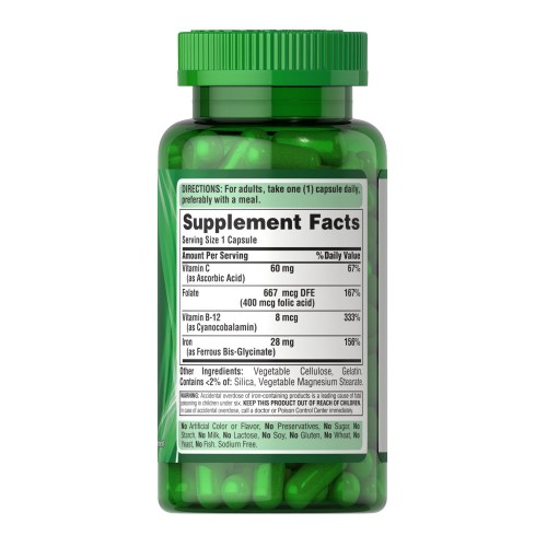 Puritan's Pride Easy Iron 28 mg (Iron Glycinate), 90 капсул CN12875 Puritan's Pride Puritan's Pride Easy Iron 28 mg (Iron Glycinate), 90 капсул CN12875 Puritan's Pride