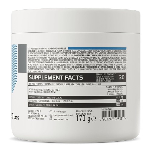 Ostrovit OstroVit BCAA 5000 mg, 150 капсул CN16047 Ostrovit OstroVit BCAA 5000 mg, 150 капсул CN16047