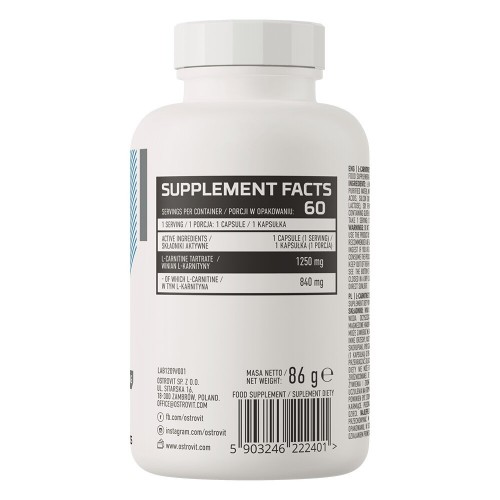 OstroVit L-Carnitine 1250, 60 капсул CN3042 Ostrovit OstroVit L-Carnitine 1250, 60 капсул CN3042 Ostrovit
