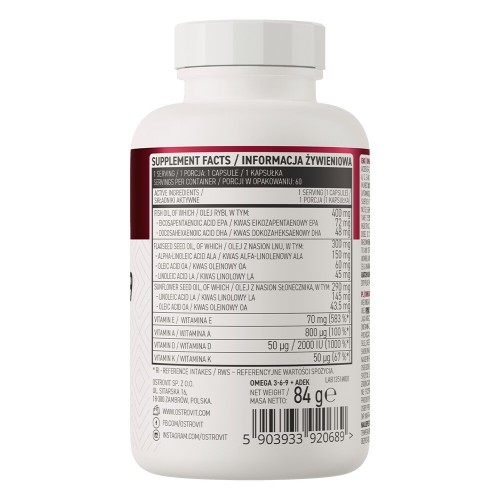 OstroVit Omega 3-6-9 + ADEK, 60 капсул CN15997 Ostrovit OstroVit Omega 3-6-9 + ADEK, 60 капсул CN15997 Ostrovit