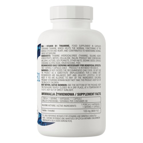 OstroVit Vitamin B1 Thiamine, 60 капсул CN15986 Ostrovit OstroVit Vitamin B1 Thiamine, 60 капсул CN15986 Ostrovit