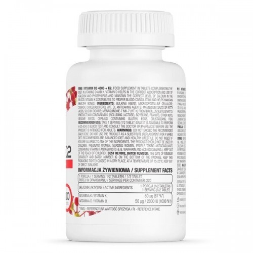 OstroVit Vitamin D3 4000 +K2, 110 таблеток CN5785 Ostrovit OstroVit Vitamin D3 4000 +K2, 110 таблеток CN5785 Ostrovit