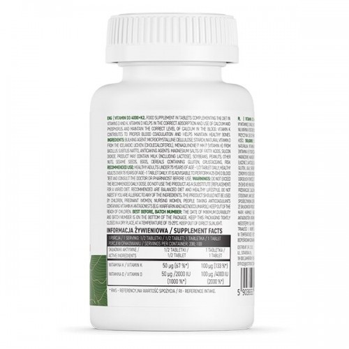OstroVit Vege Vitamin D3 4000 +K2, 100 таблеток CN14461 Ostrovit OstroVit Vege Vitamin D3 4000 +K2, 100 таблеток CN14461 Ostrovit