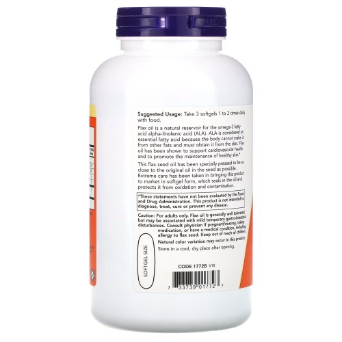 NOW NOW Flax Oil 1000 mg, 250 капсул CN10915 NOW NOW Flax Oil 1000 mg, 250 капсул CN10915