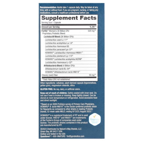 Пробіотик Nature's Way Fortify Women's Probiotic 30 Billion, 30 капсул для жінок CN16464 Nature's Way Пробіотик Nature's Way Fortify Women's Probiotic 30 Billion, 30 капсул для жінок CN16464 Nature's Way