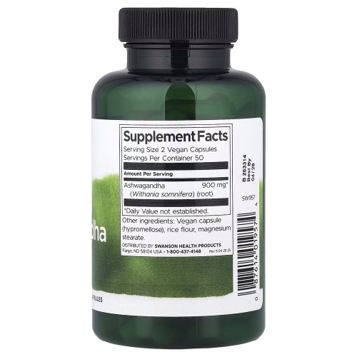 Swanson Ashwagandha 450 mg Full Spectrum, 100 капсул CN16844 Swanson Swanson Ashwagandha 450 mg Full Spectrum, 100 капсул CN16844 Swanson