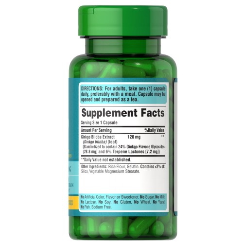 Puritan's Pride Ginkgo Biloba 120 mg, 100 капсул CN10518 Puritan's Pride Puritan's Pride Ginkgo Biloba 120 mg, 100 капсул CN10518 Puritan's Pride