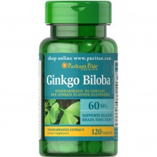 Puritan's Pride Ginkgo Biloba 60 mg, 120 таблеток Puritan's Pride Ginkgo Biloba 60 mg, 120 таблеток